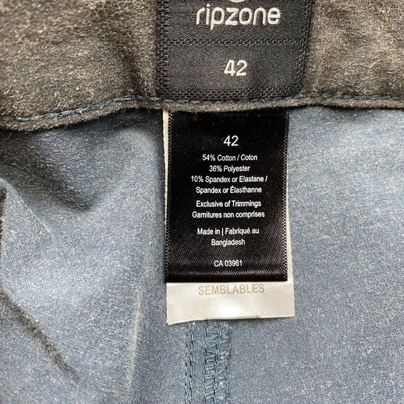 Ripzone Chino Shorts Men's 42 Gray Cotton Stretch Zip Fly Slash Pockets Outdoor - Picture 12 of 13
